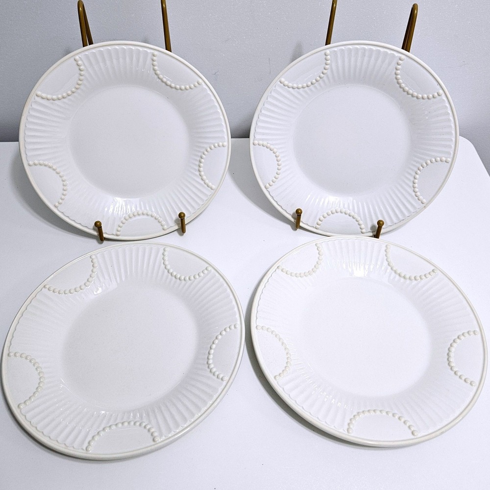 Lenox Butlers Pantry 4 Lunch Plates Discontinued Ivory Stoneware Rimmed Soup Y2K